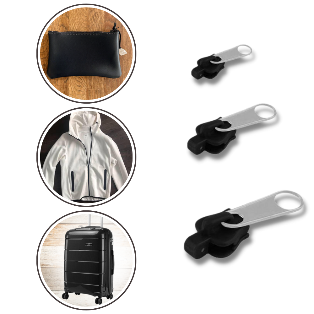 Aluminum Zipper Slider Repair Set with 6-Piece Universal Fit, Tool-Free Installation