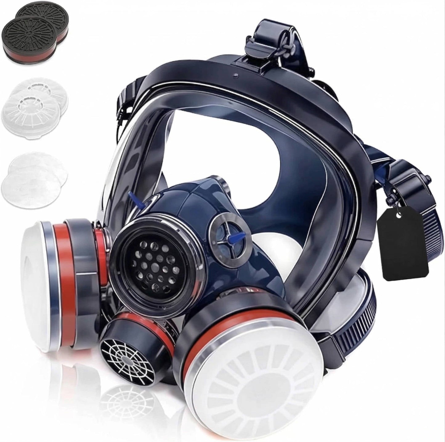 Full Face Vapor Respirator with Anti Fog Shield and Dual Charcoal Filters, Universal Fit