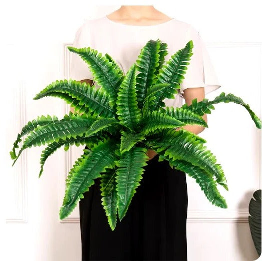 Artificial Outdoor Boston Fern with UV Resistant Polyethylene and 18 Flexible Branches