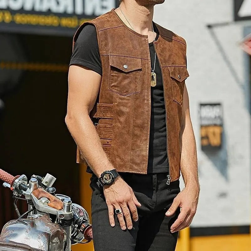 Men's Layering Vest with Adjustable Side Straps and Front Pockets