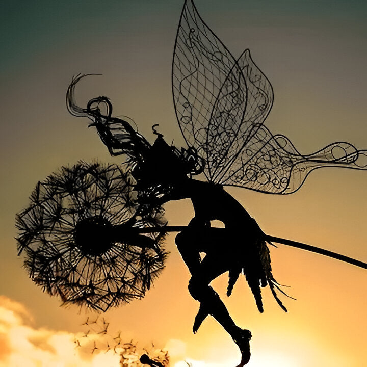 Steel Fairy Garden Sculpture with Laser-Cut Design and Powder-Coat Finish