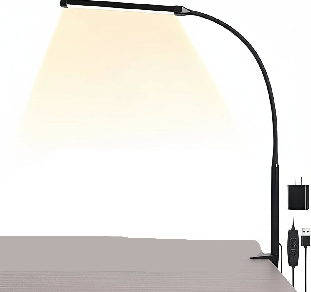 Adjustable LED Desk Lamp with 16-Inch Gooseneck and 10 Brightness Levels