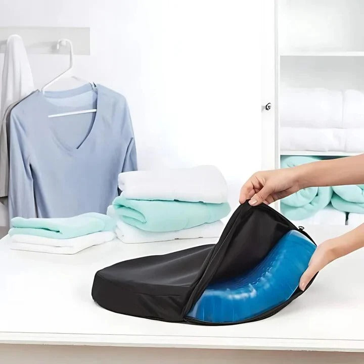 Gel Seat Cushion with Honeycomb Support and Polyester Blend Cover