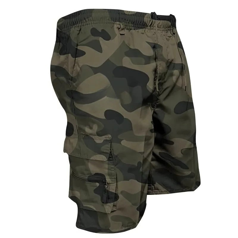 Relaxed Fit Cargo Shorts with Deep Pockets and Cotton Blend Fabric for Men