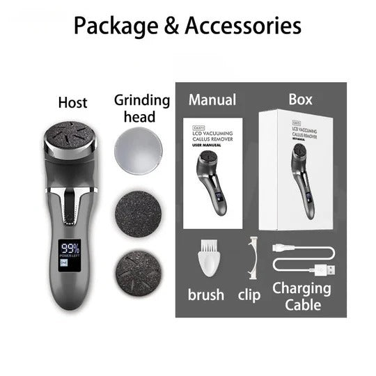 Electric Foot Callus Remover with 3000 RPM Motor and Three Grinding Heads