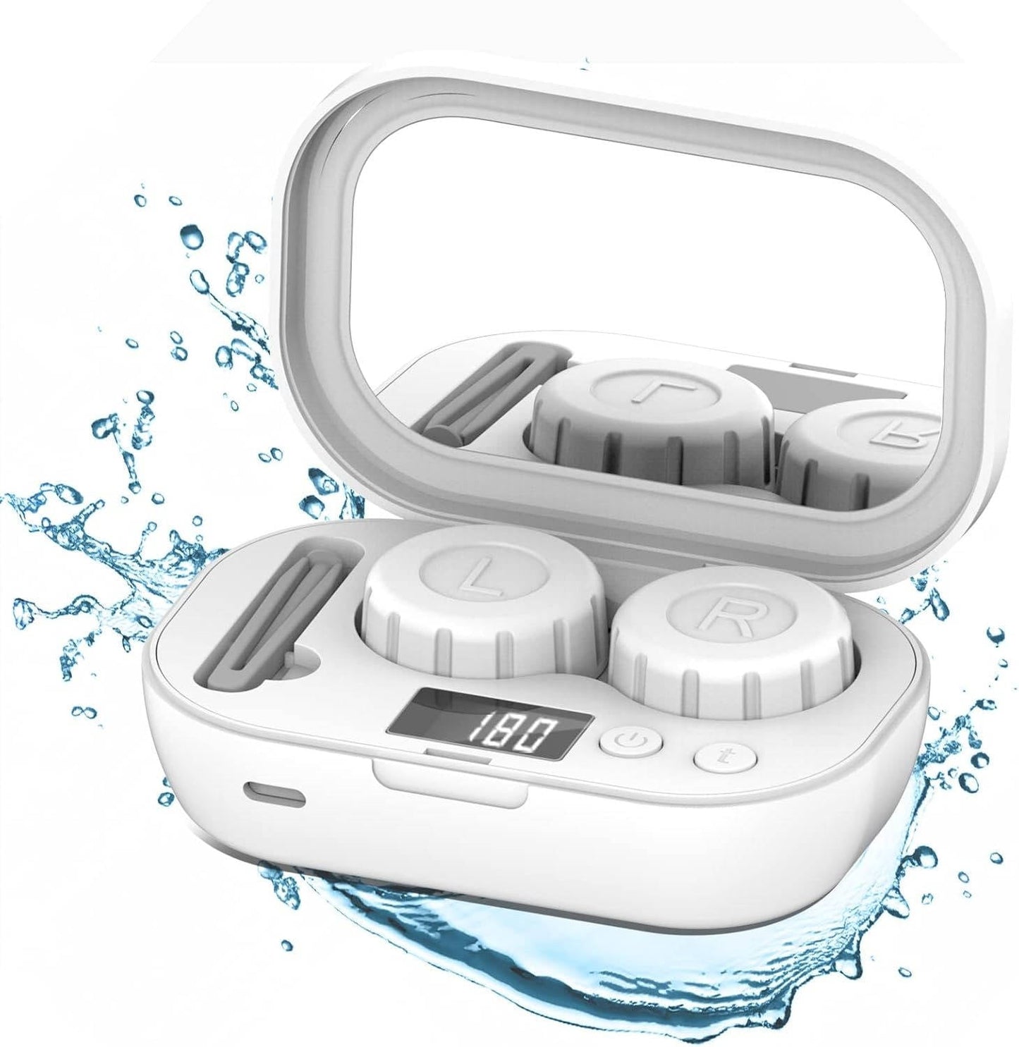 Ultrasonic Contact Lens Cleaner with Dual Chamber and USB Rechargeable Battery, 47,000Hz