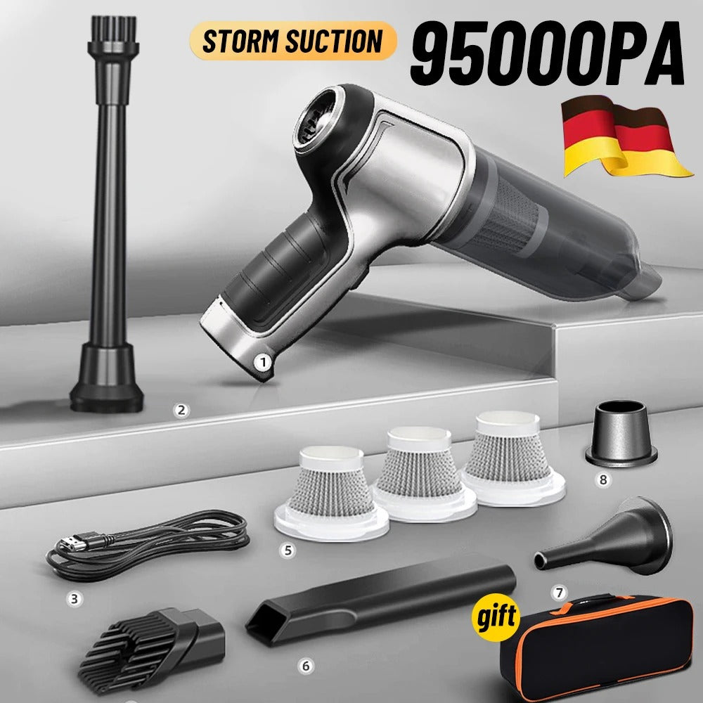 Cordless Handheld Vacuum with 95000Pa Suction and Dual Mode, Six Accessories