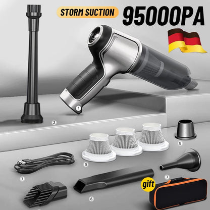 Cordless Handheld Vacuum with 95000Pa Suction and Dual Mode, Six Accessories