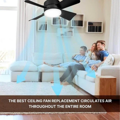 Ceiling Fan with LED Light and Remote Control, E27 Socket Mount