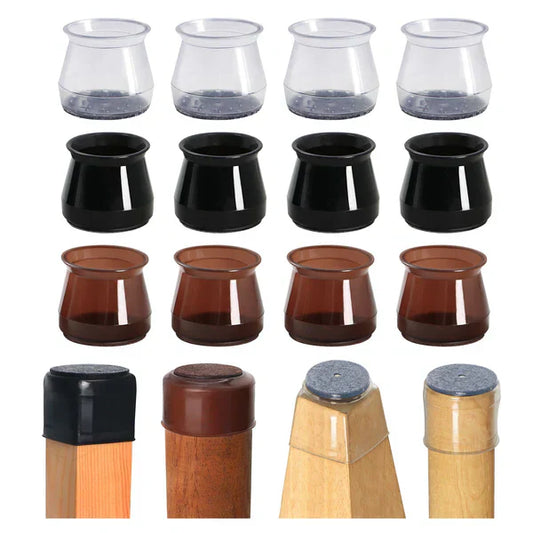Silicone Chair Leg Floor Protectors with Felt Bottom and Noise Reduction, 8 Pack