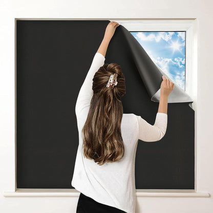 Static Cling Blackout Window Film with Heat Reflection and Noise Dampening, Trim-to-Fit Matte Black