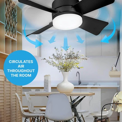 Ceiling Fan with LED Light and Remote Control, E27 Socket Mount