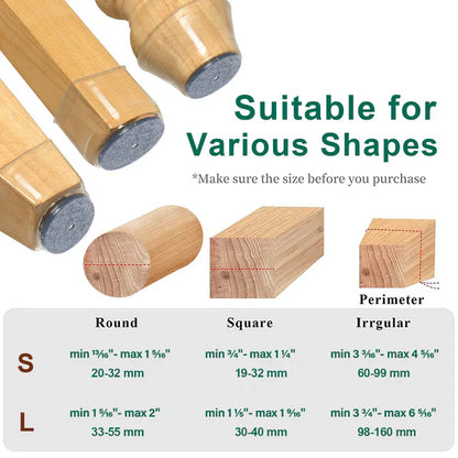 Silicone Chair Leg Floor Protectors with Felt Bottom and Noise Reduction, 8 Pack