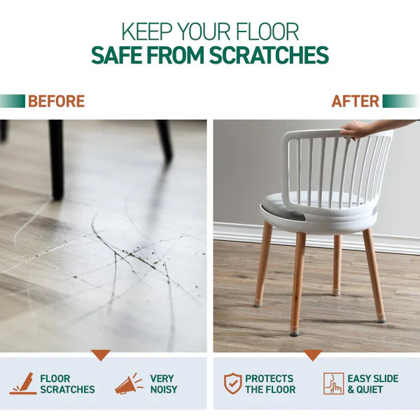 Silicone Chair Leg Floor Protectors with Felt Bottom and Noise Reduction, 8 Pack