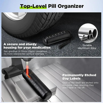 Aluminum Weekly Pill Organizer with Silicone Seals and Stackable Sections