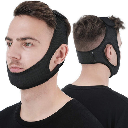 Adjustable Chin Strap with Soft Elastic Band and Hook Loop Closure for Snoring