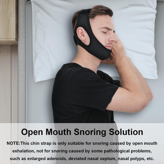 Adjustable Chin Strap with Soft Elastic Band and Hook Loop Closure for Snoring