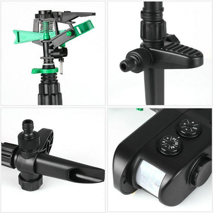 Solar Motion Activated Garden Sprinkler with 300 Degree Detection and Adjustable Sensitivity