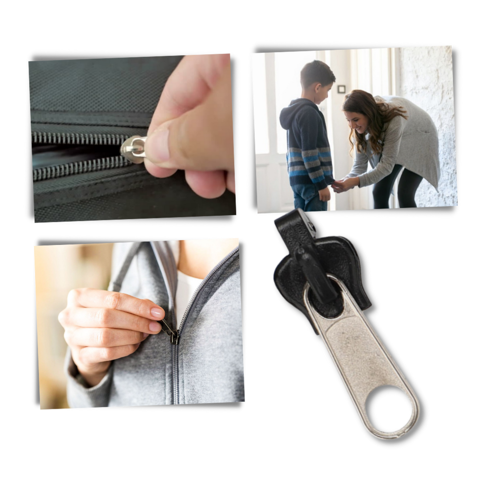 Aluminum Zipper Slider Repair Set with 6-Piece Universal Fit, Tool-Free Installation