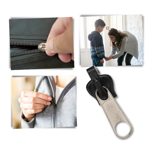 Aluminum Zipper Slider Repair Set with 6-Piece Universal Fit, Tool-Free Installation
