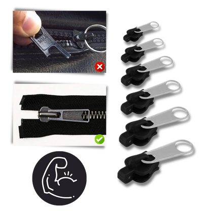 Aluminum Zipper Slider Repair Set with 6-Piece Universal Fit, Tool-Free Installation