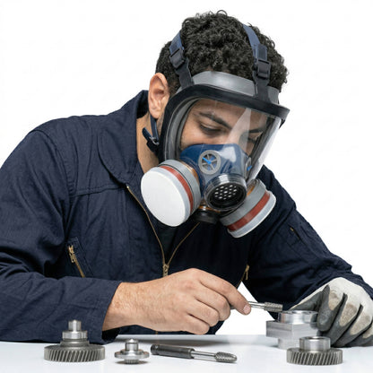 Full Face Vapor Respirator with Anti Fog Shield and Dual Charcoal Filters, Universal Fit