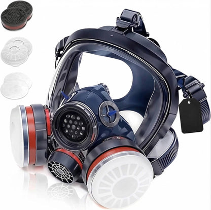 Full Face Vapor Respirator with Anti Fog Shield and Dual Charcoal Filters, Universal Fit