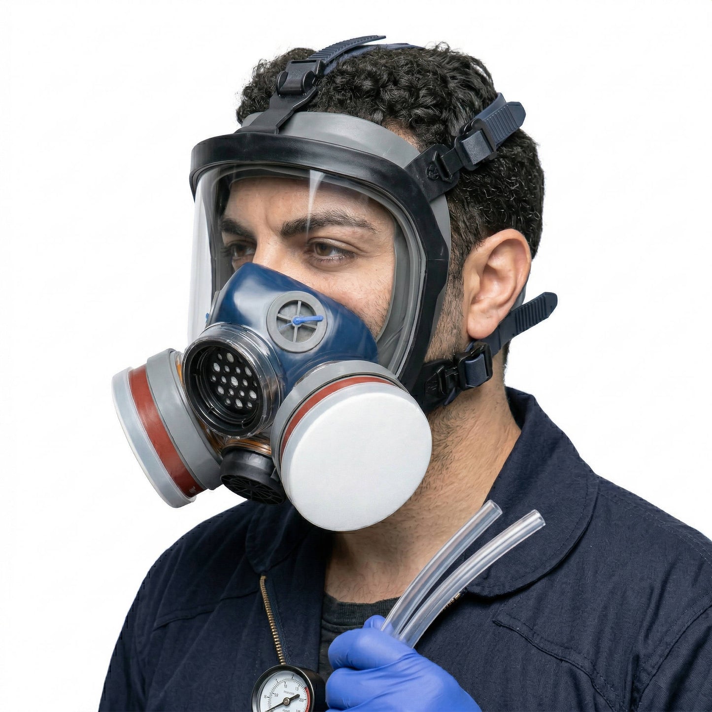 Full Face Vapor Respirator with Anti Fog Shield and Dual Charcoal Filters, Universal Fit