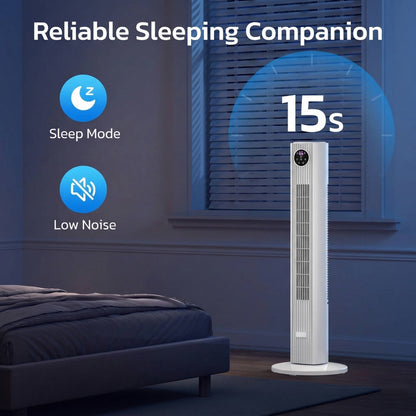 Oscillating Tower Fan with 90-Degree Sweep and Remote Control, 4-Speed Modes