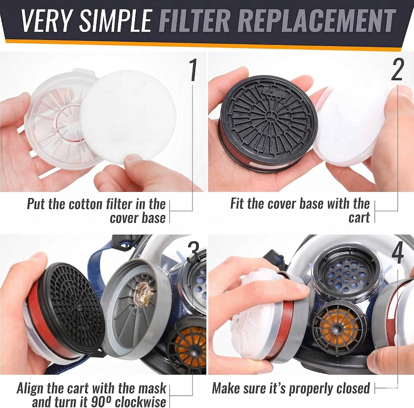Full Face Vapor Respirator with Anti Fog Shield and Dual Charcoal Filters, Universal Fit
