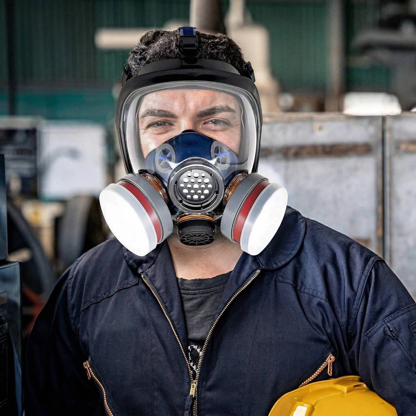 Full Face Vapor Respirator with Anti Fog Shield and Dual Charcoal Filters, Universal Fit
