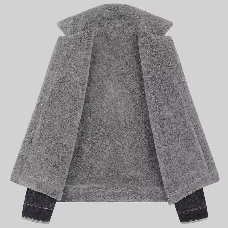 Men’s Insulated Denim Jacket with Relaxed Fit and Fleece Lining