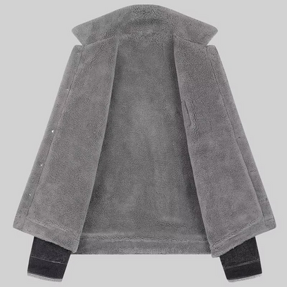 Men’s Insulated Denim Jacket with Relaxed Fit and Fleece Lining