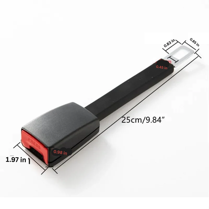 Seat Belt Extender with Rigid Cable and Upright Stem, 11 Inch Length