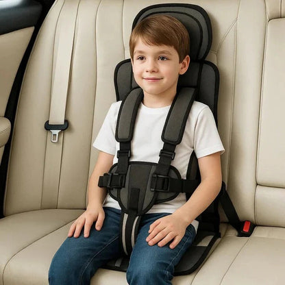Foldable Child Travel Seat with Five Point Harness and Padded Comfort, Ages 1-14