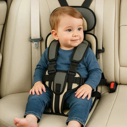 Foldable Child Travel Seat with Five Point Harness and Padded Comfort, Ages 1-14