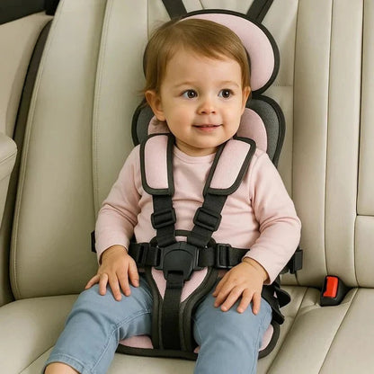 Foldable Child Travel Seat with Five Point Harness and Padded Comfort, Ages 1-14