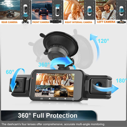 Four Camera Dash Cam with 1920P Front and Infrared Night Vision, App Control