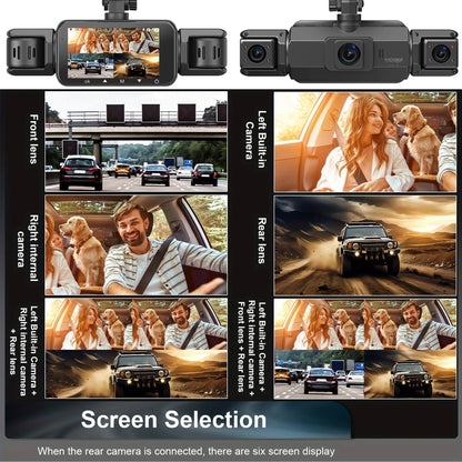 Four Camera Dash Cam with 1920P Front and Infrared Night Vision, App Control
