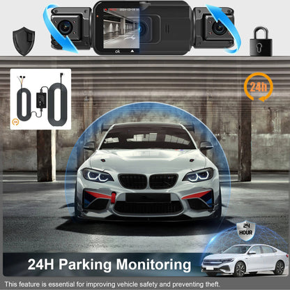 Four Camera Dash Cam with 1920P Front and Infrared Night Vision, App Control