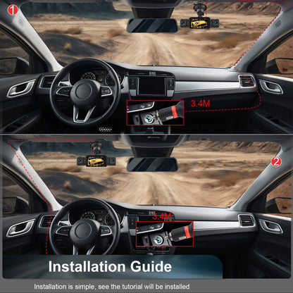 Four Camera Dash Cam with 1920P Front and Infrared Night Vision, App Control