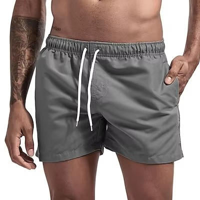 Men's Swimming Shorts with Mesh Liner and Three Pockets