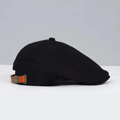 Adjustable Cotton Blend Flat Cap with Moisture Wicking Band and Fixed Brim, Unisex
