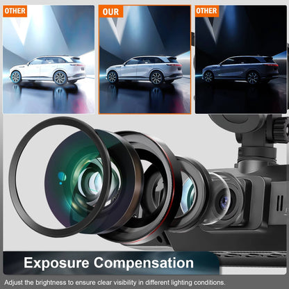 Four Camera Dash Cam with 1920P Front and Infrared Night Vision, App Control