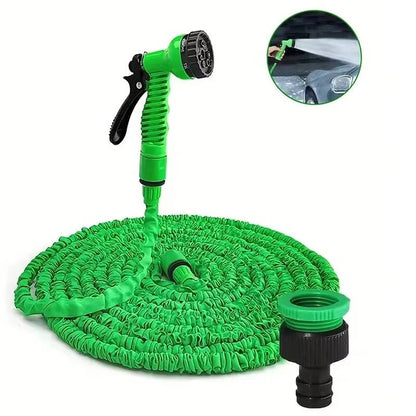 Expandable Garden Hose with 7-Pattern Spray Head and Instant Shut-Off Lever