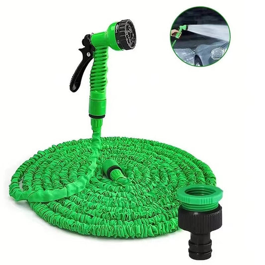Expandable Garden Hose with 7-Pattern Spray Head and Instant Shut-Off Lever
