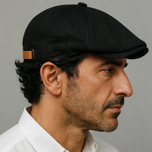 Adjustable Cotton Blend Flat Cap with Moisture Wicking Band and Fixed Brim, Unisex