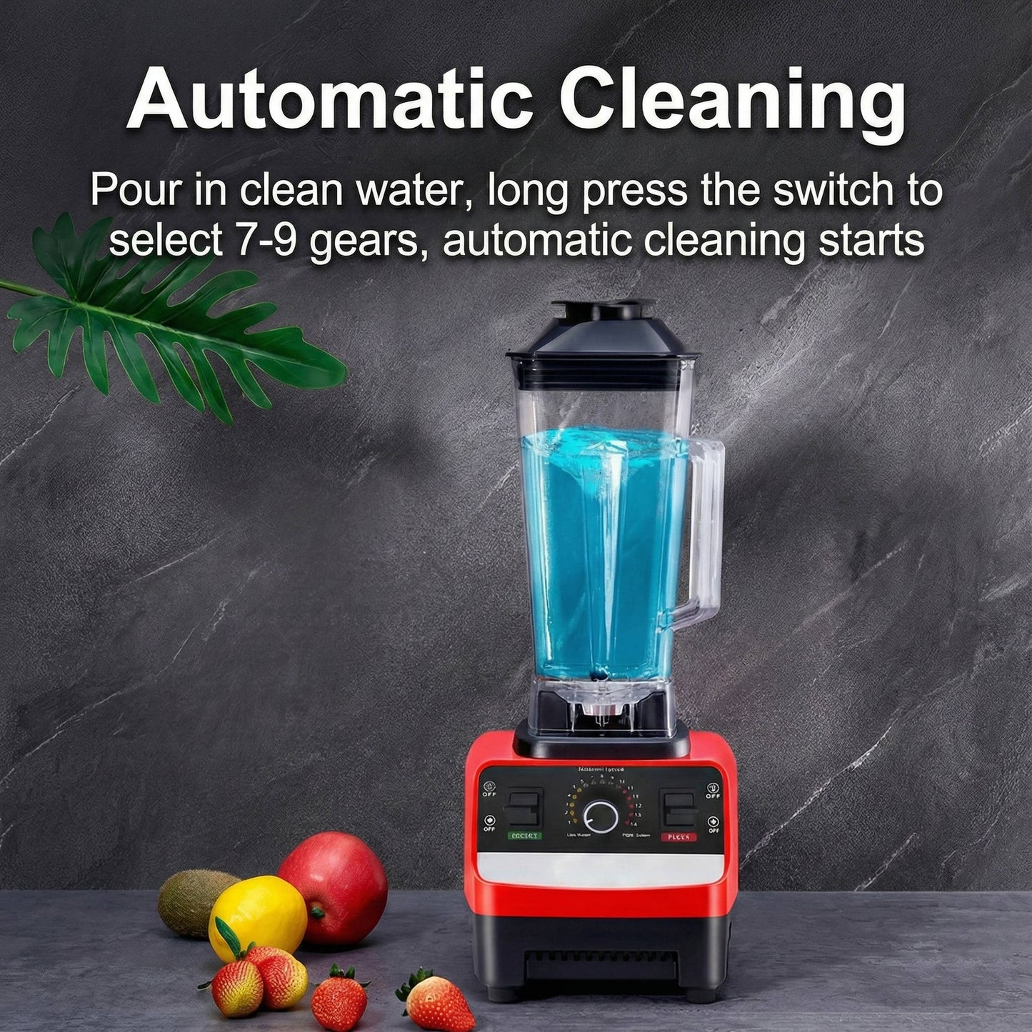 High Power Blender with Six Stainless Steel Blades and Nine Speed Settings