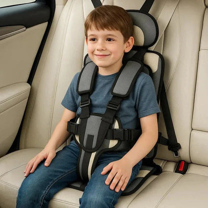 Foldable Child Travel Seat with Five Point Harness and Padded Comfort, Ages 1-14