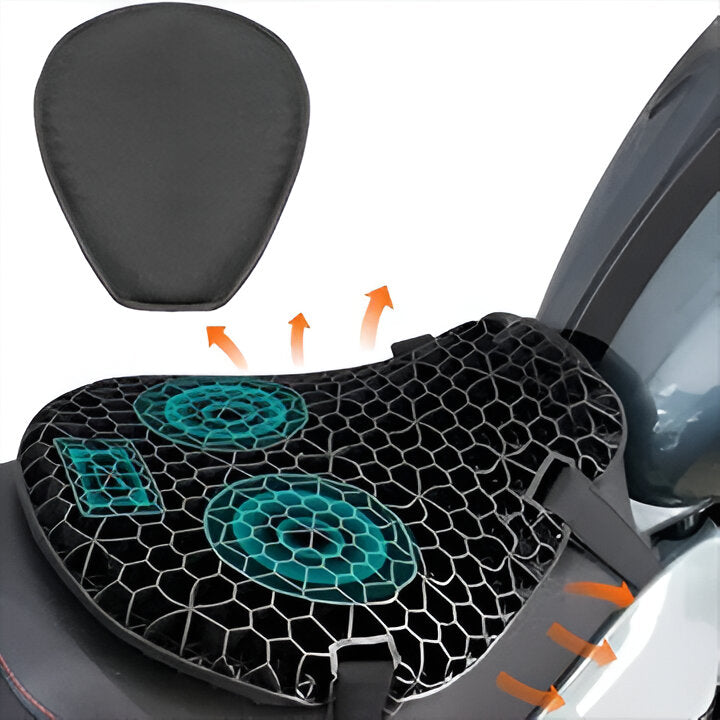Gel Motorcycle Seat Cushion with Honeycomb Air Channels and Shock Absorption